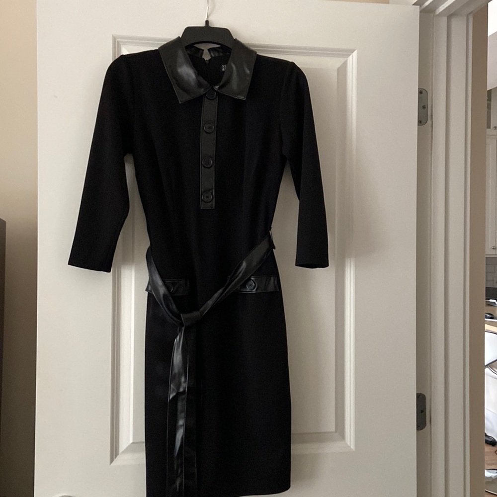 Faux leather, trimmed dress in size Small